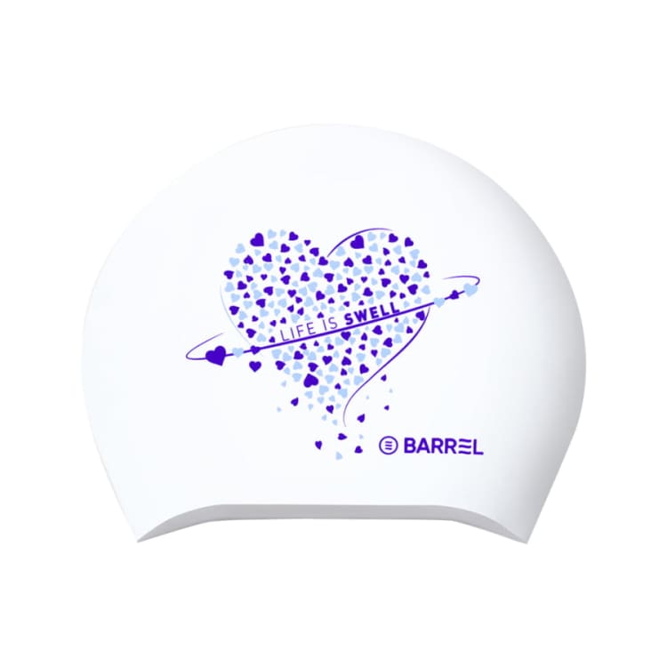 Barrel Heart Hoop Long Hair Swim Cap - WHITE - Barrel / White / ON - Swim Caps | BARREL HK