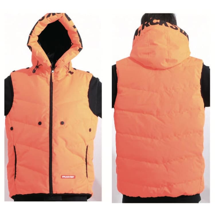 Jackets / Snow: PLANB PROJECT Down Vest Jacket (Japanese Brand) Burning Orange [Unisex] - PLANB PROJECT / S / Orange / 2021, Clothing, Ice &