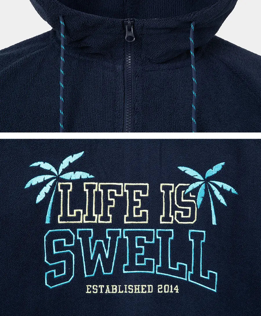 Barrel Unisex Essential Zip-Up Poncho Towel-NAVY_image1