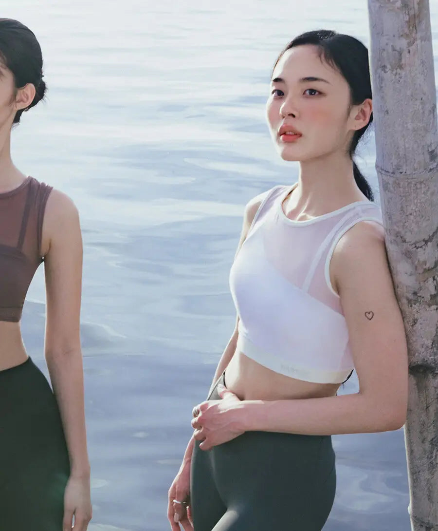 Barrel Women Premium Powernet Bra Top-IVORY_image3