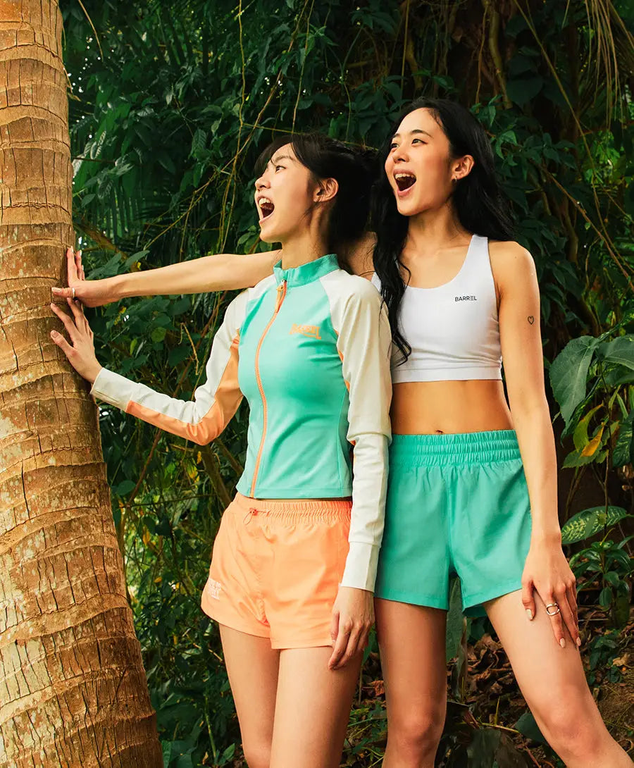 Barrel Women Romantic Crop Zip Up Rashguard-MINT_image1