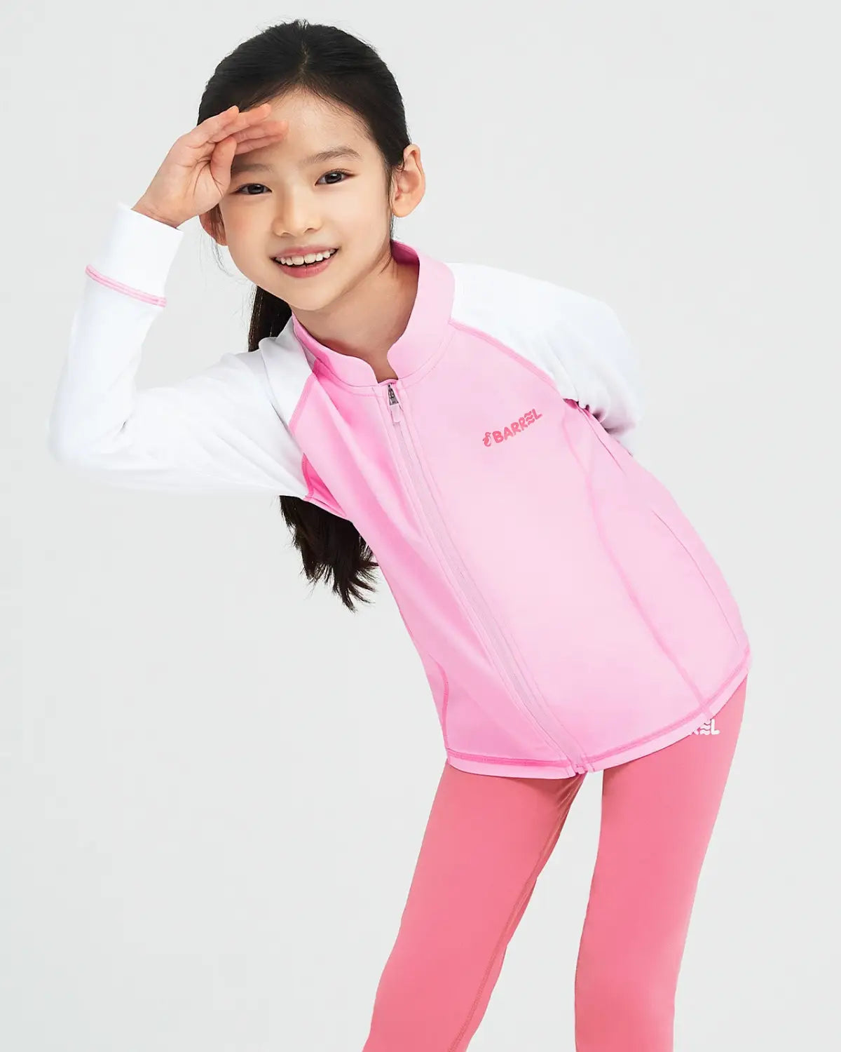 Barrel Kids Essential Zip Up Rash Guard-PINK_image2