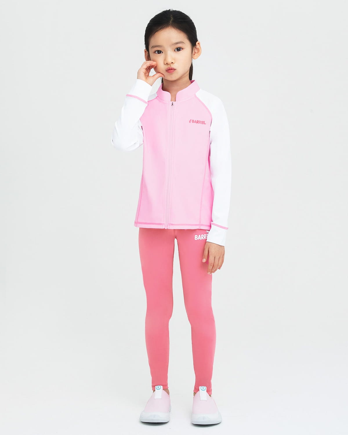 Barrel Kids Essential Zip Up Rash Guard-PINK_image4