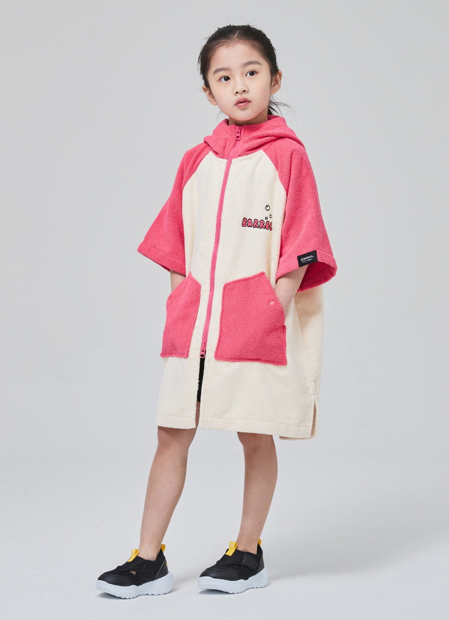 Barrel Kids Raglan Zip-Up Poncho Towel-PINK_image2