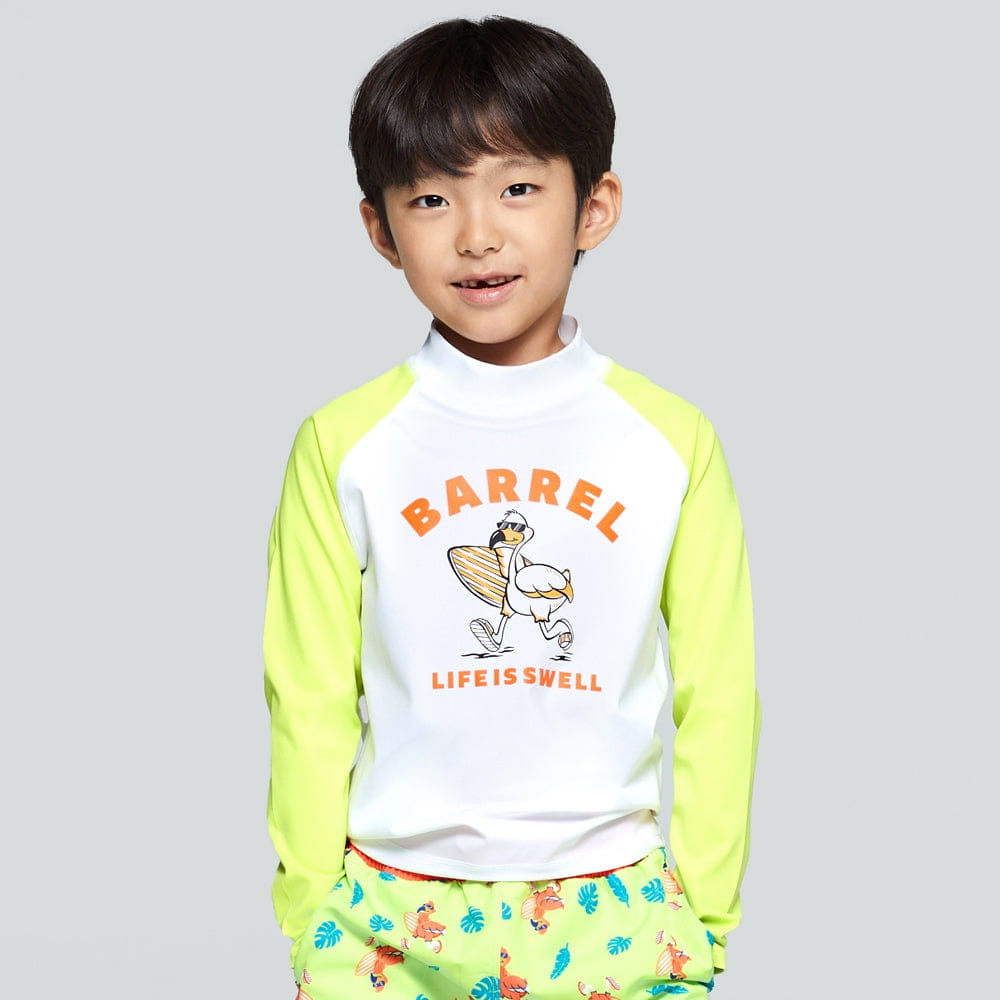 Barrel Kids Sunset Flamingo Rash Guard-GREEN_image1