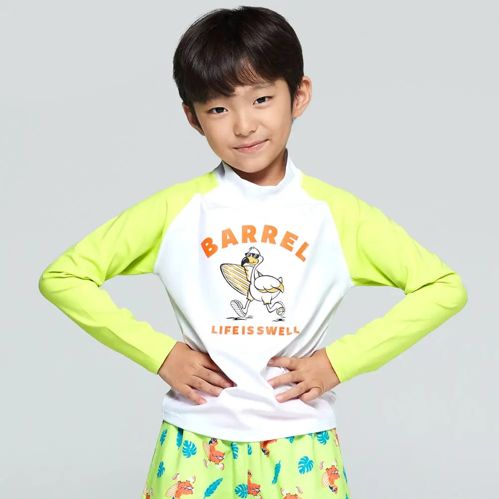 Barrel Kids Sunset Flamingo Rash Guard-GREEN_image2