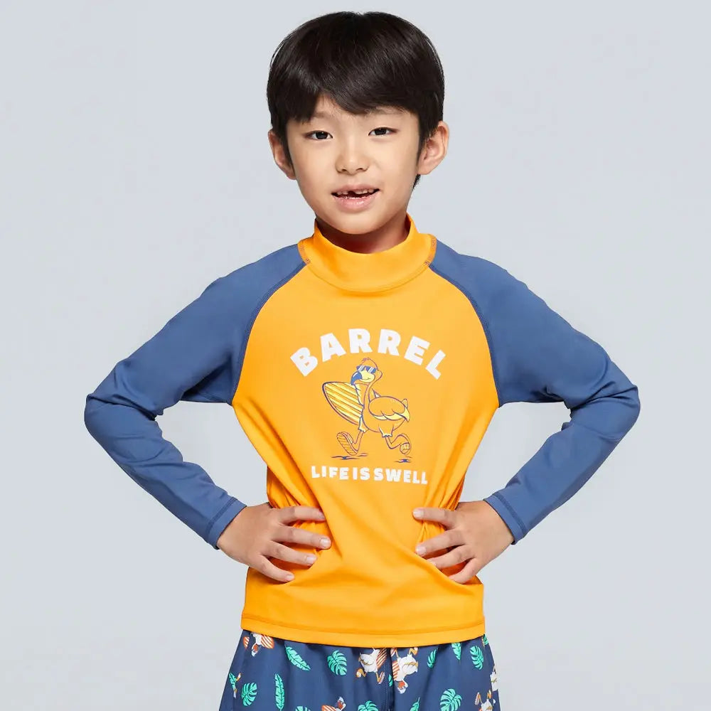 Barrel Kids Sunset Flamingo Rash Guard-ORANGE_image2