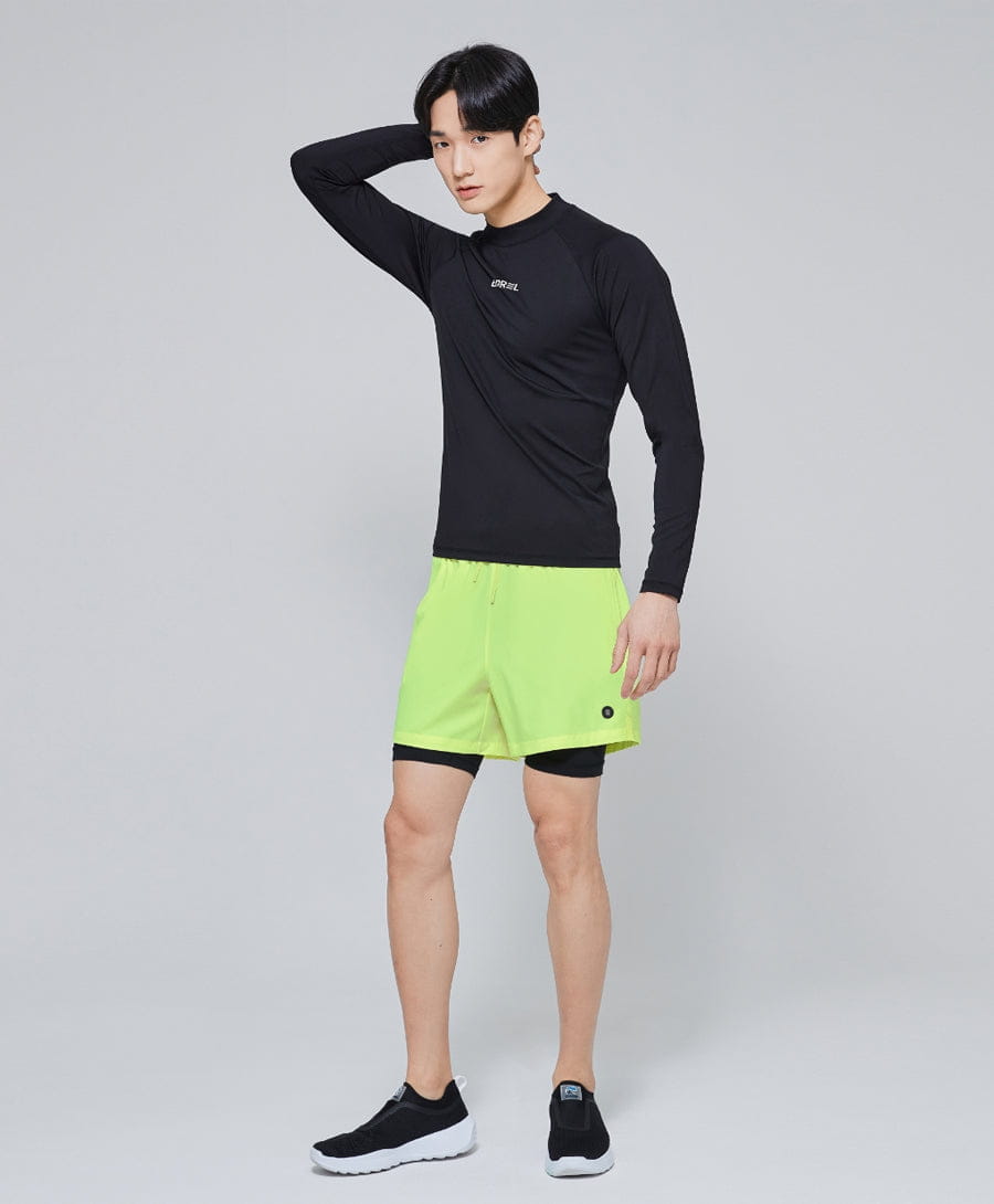 Barrel Men Essential Half Leggings Shorts-YELLOW_image2