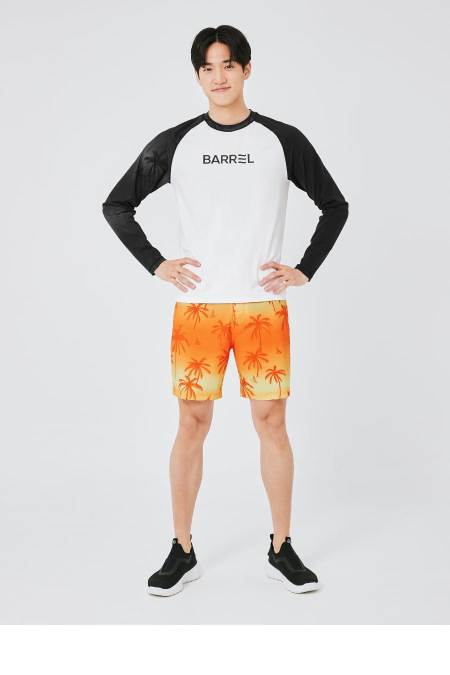 Barrel Men Sunset Palm Tree Board Shorts-ORANGE_image1