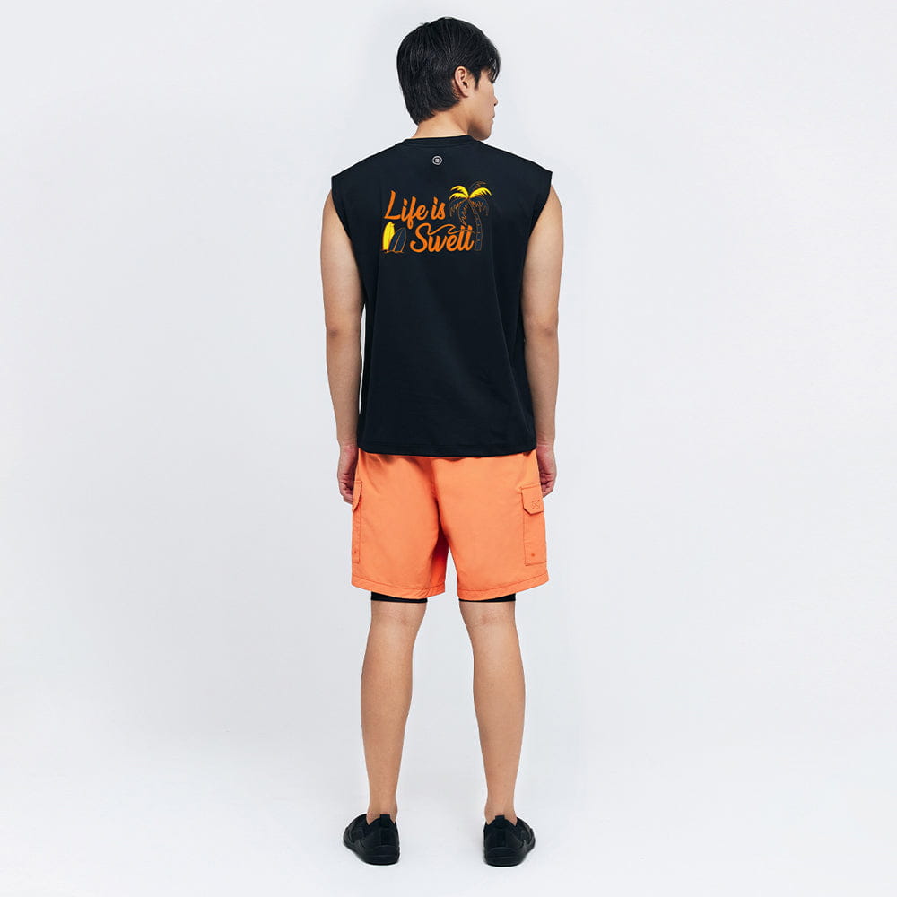 Barrel Men Tropical Sleeveless Rash Guard-BLACK_image2