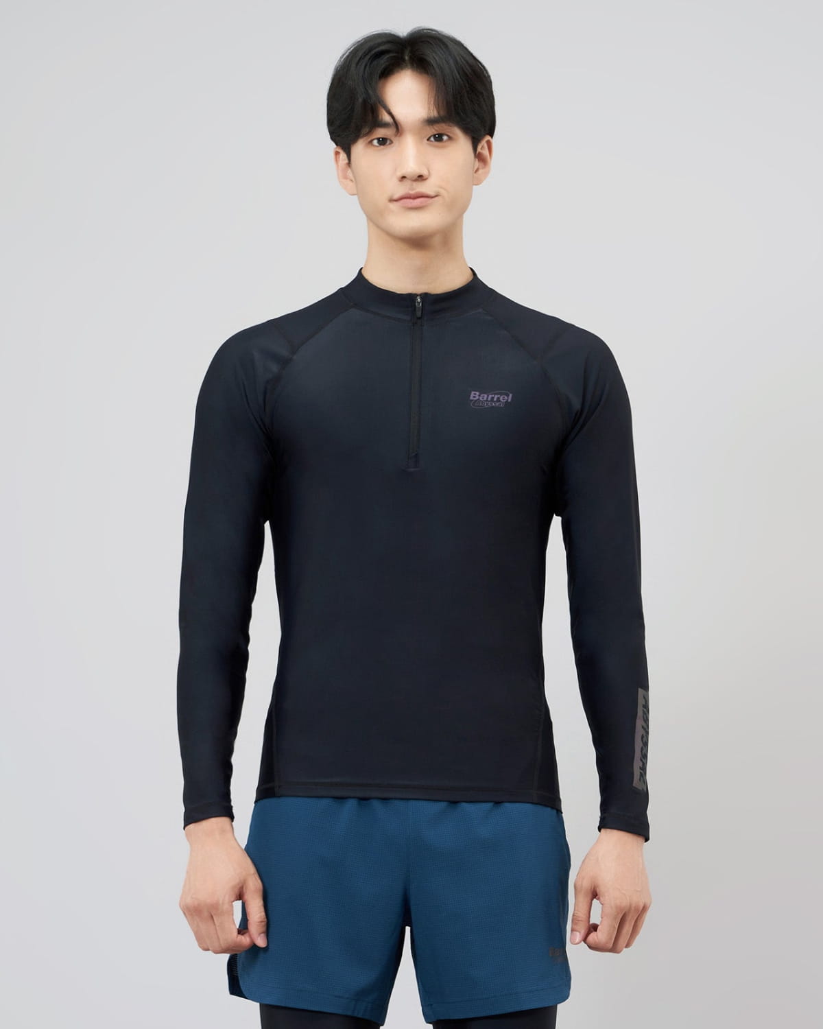 Barrel Mens Abyssal Half ZipUp Rashguard-BLACK_image3