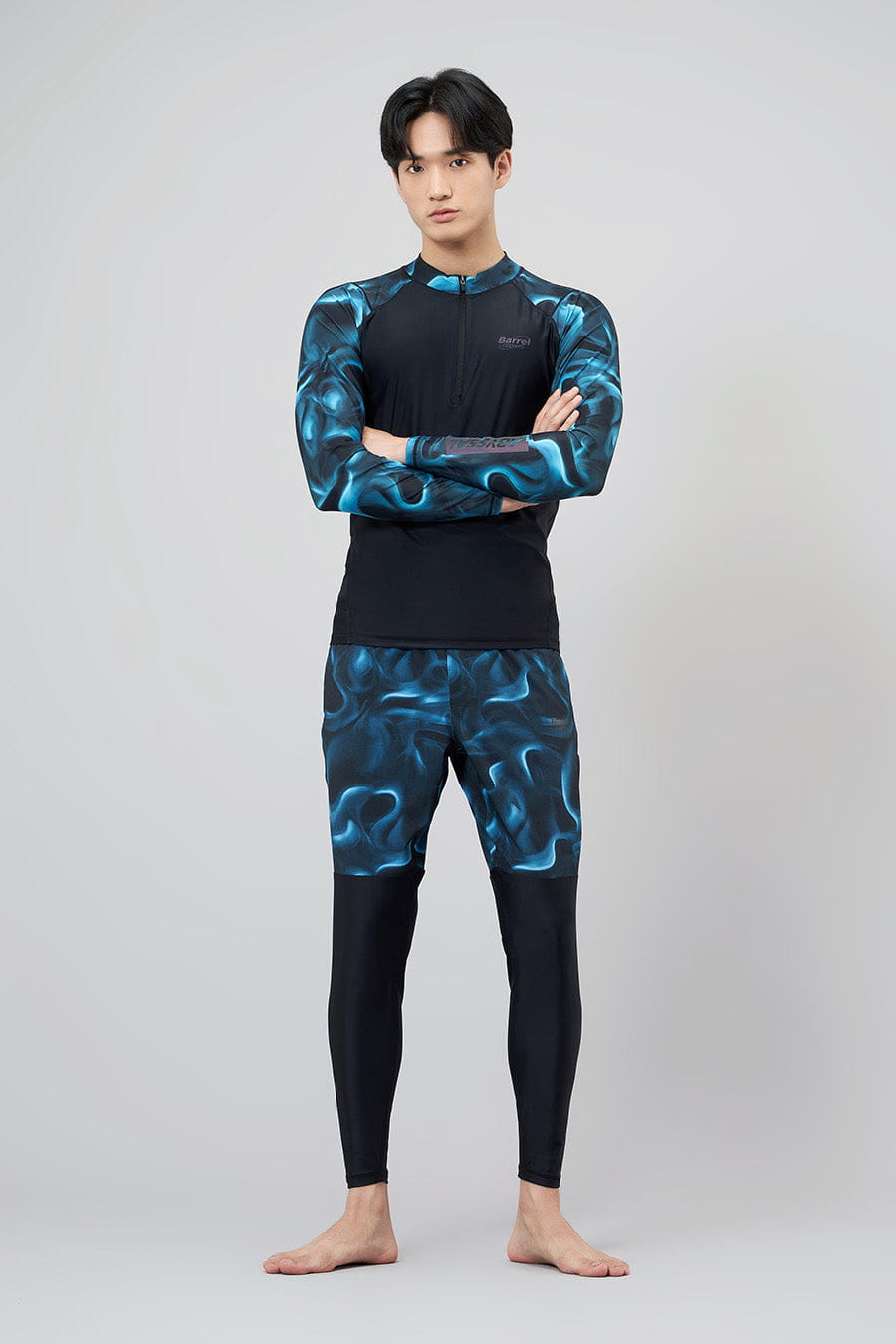 Barrel Mens Abyssal Half ZipUp Rashguard-SMOKE_image4