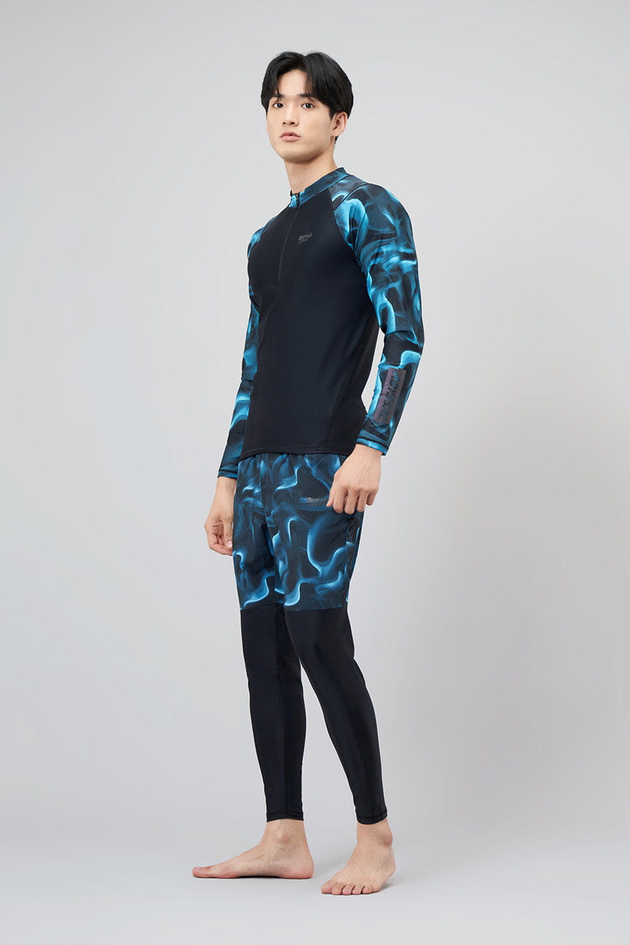 Barrel Mens Abyssal Half ZipUp Rashguard-SMOKE_image5