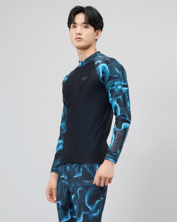 Barrel Mens Abyssal Half ZipUp Rashguard-SMOKE_image3