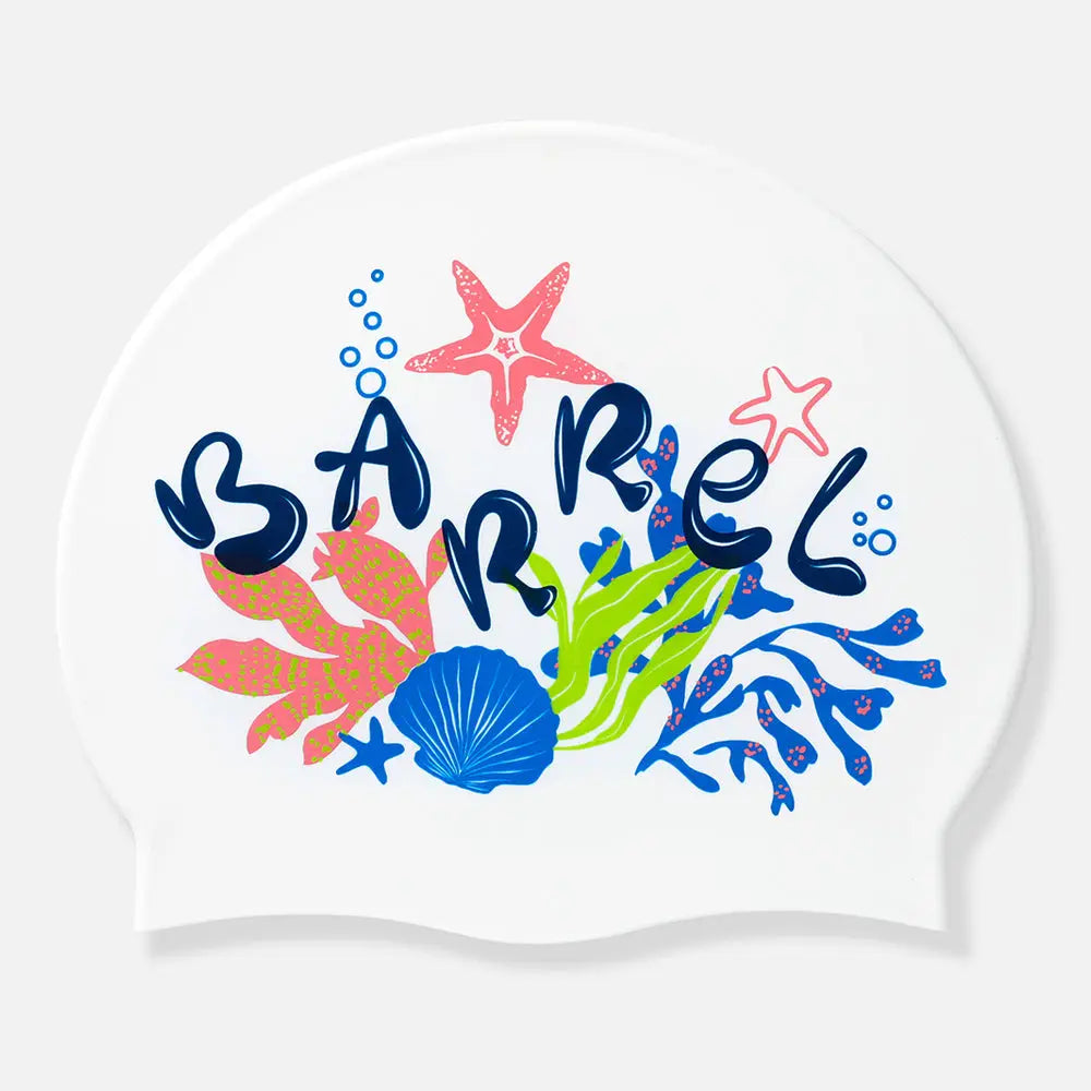 Barrel Under The Sea Silicone Swim Cap-WHITE_image1