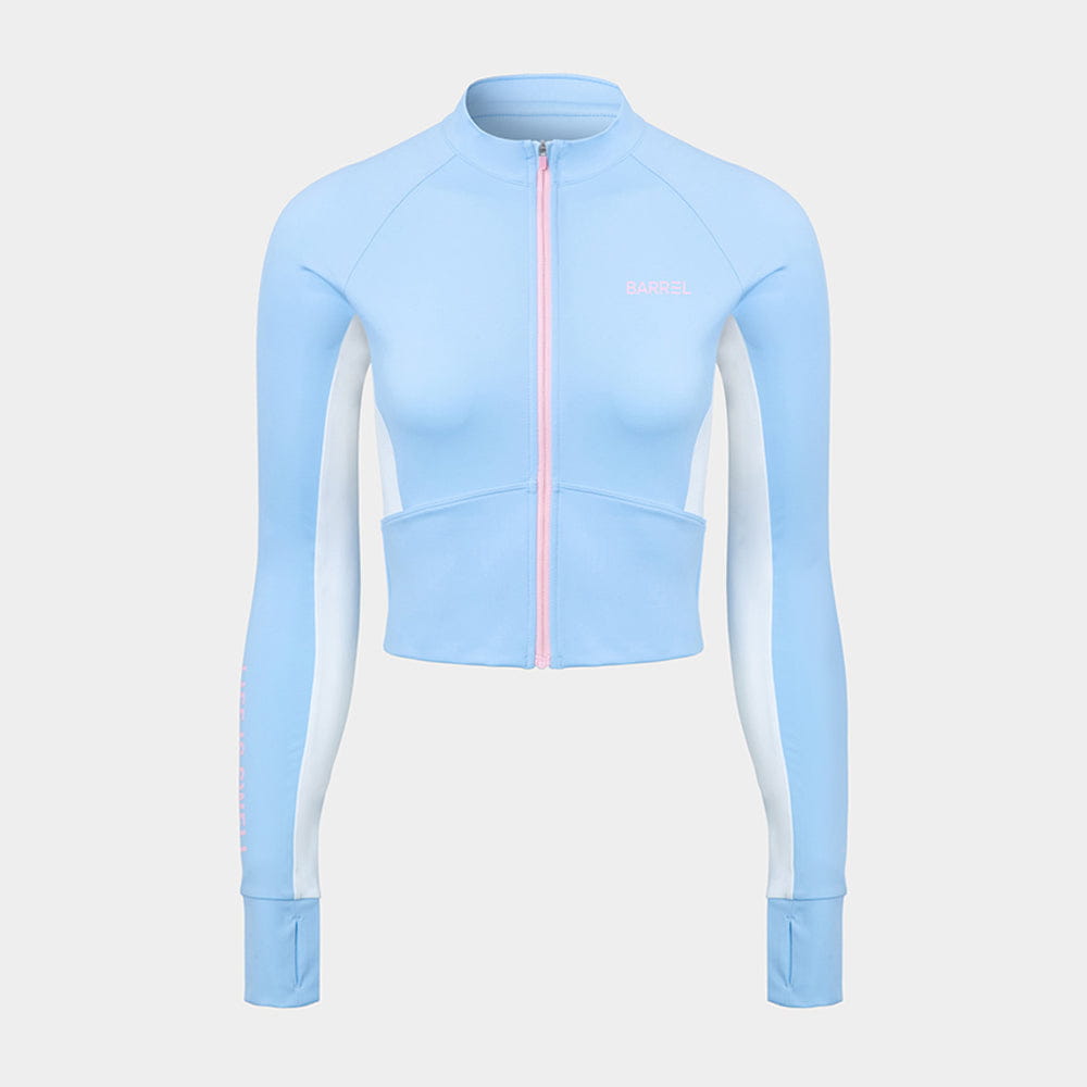 Barrel Women Motion Crop Zip-Up Rash Guard-AQUA_image1