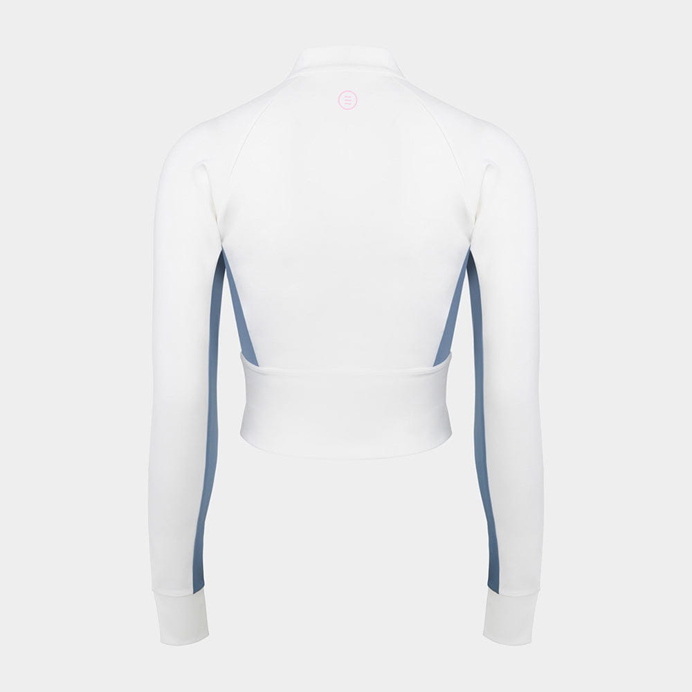 Barrel Women Motion Crop Zip-Up Rash Guard-WHITE_image2