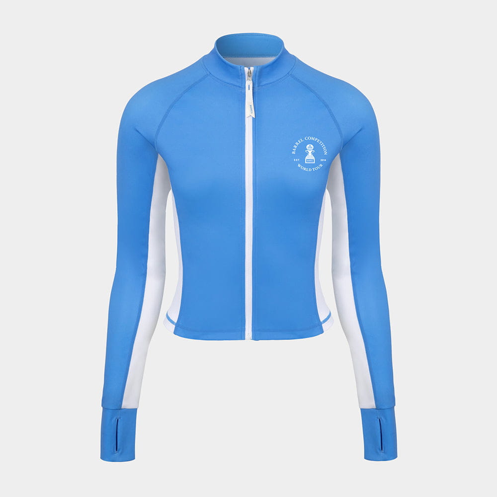 Barrel Women Nautical Crop ZipUp Rashguard-BLUE_image1