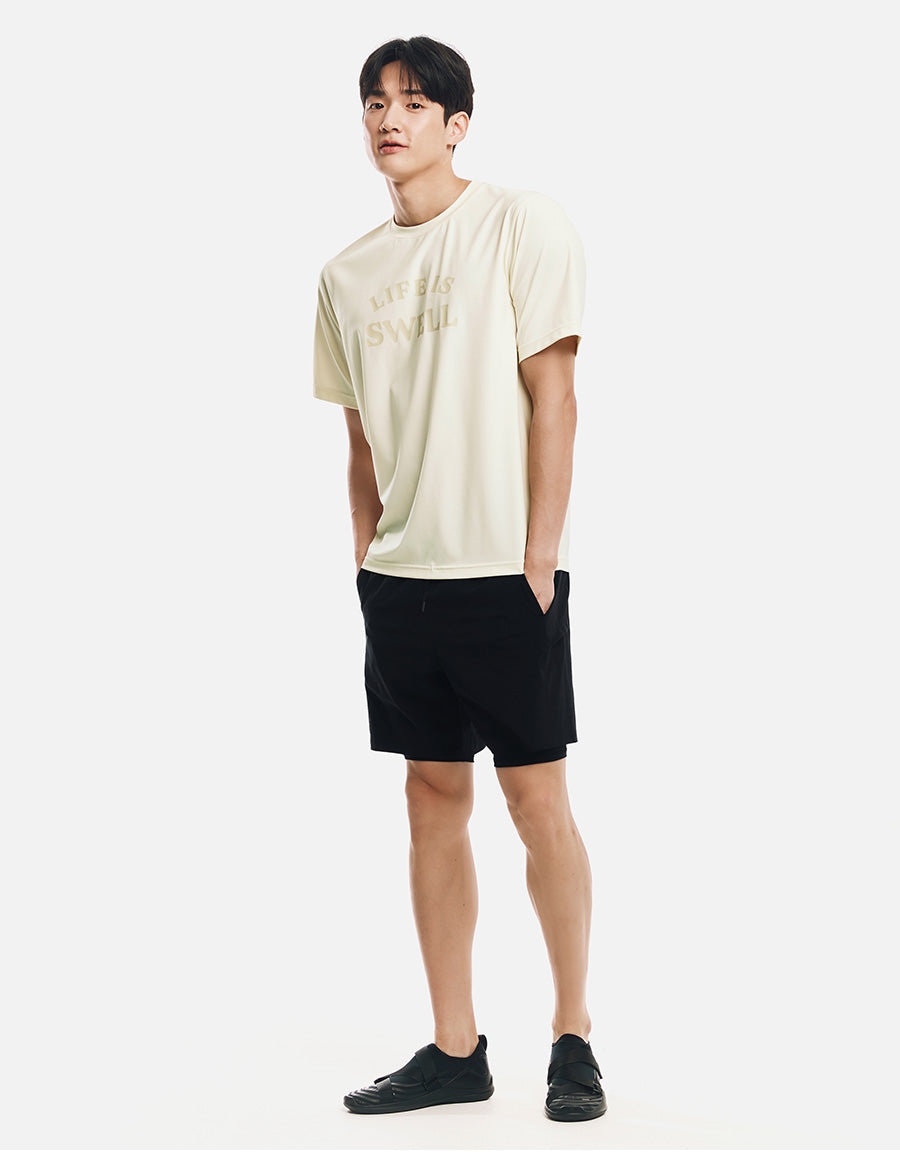 26-Barrel Men Essential Half Leggings Shorts-BLACK4