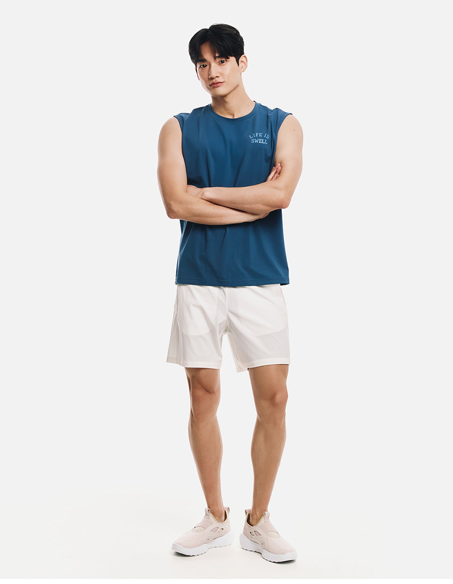 Barrel Men Essential Half Leggings Shorts-WHITE3