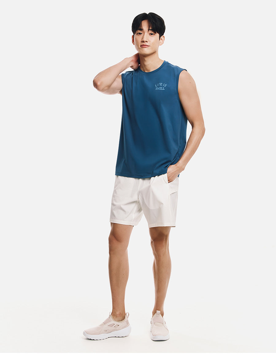 Barrel Men Essential Half Leggings Shorts-WHITE4