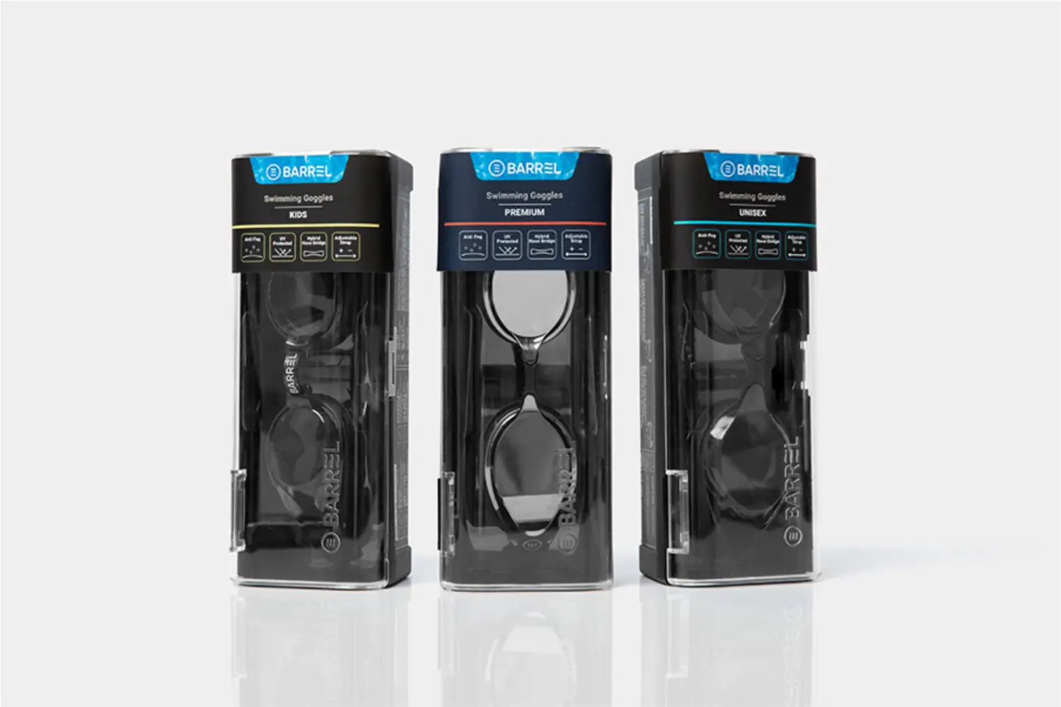 Barrel Open Water Mirror Swim Goggles-Packing