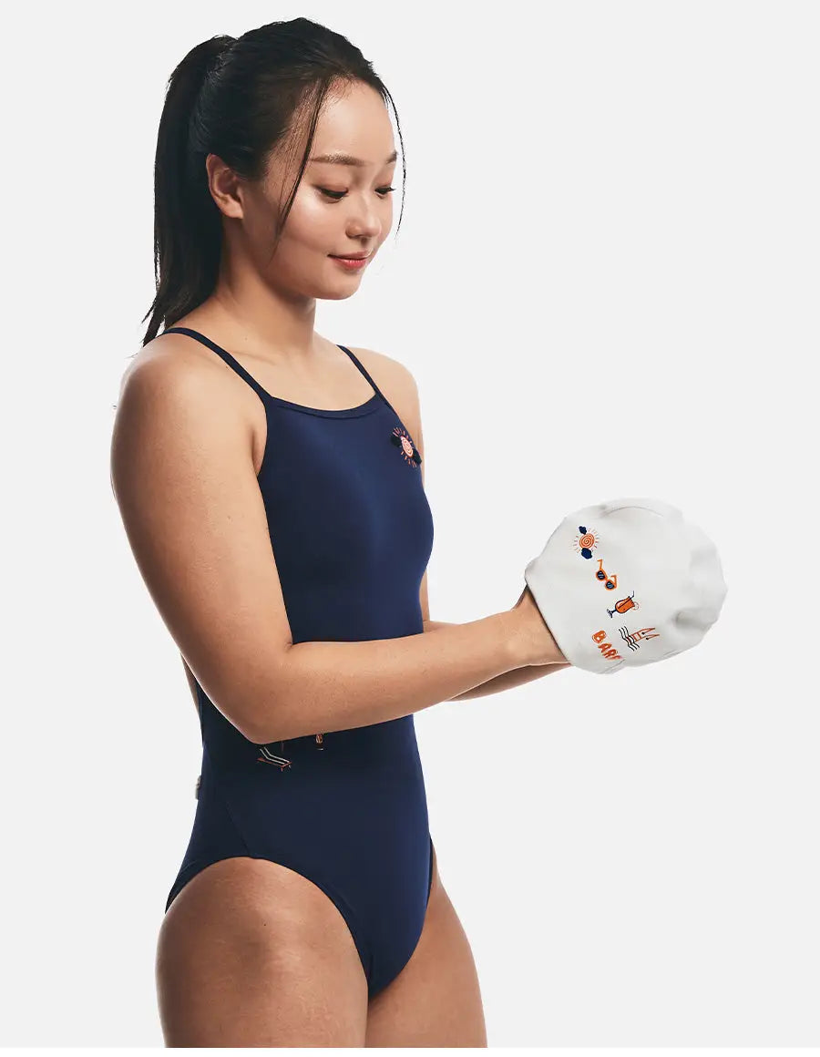 Barrel Siesta Silicone Coating Swim Cap-WHITE4