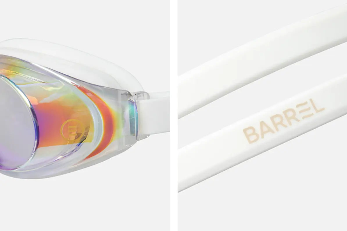 Barrel Training Mirror Swim Goggles-WHITE3