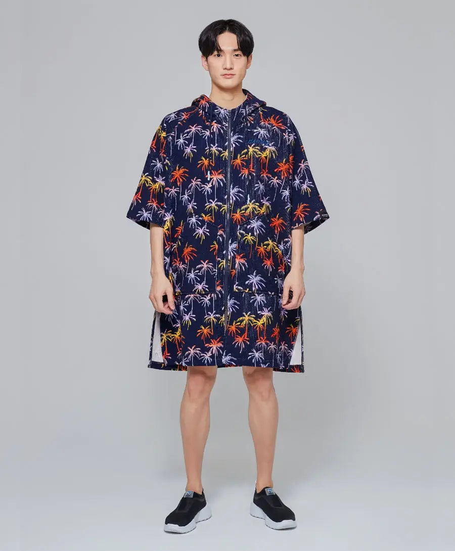 Barrel Unisex Swell Zip-Up Poncho Towel-PALM TREE_image1