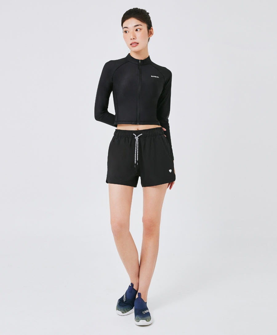 Barrel Women Sunset Crop Zip-Up Rashguard-BLACK_image1