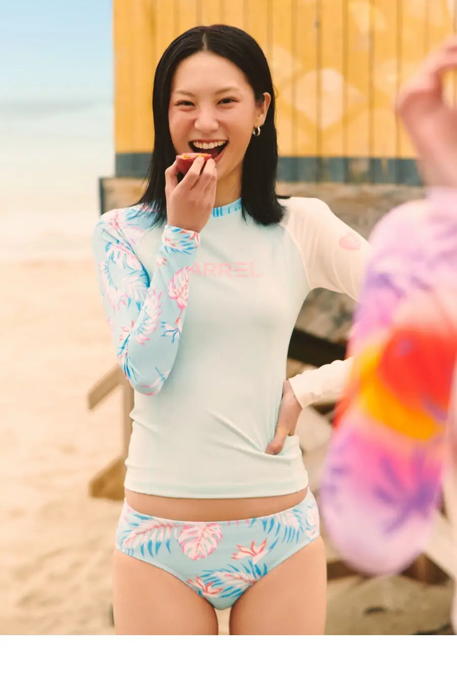 Barrel Women Sunset Flower Odd Rashguard-BLUE_image4