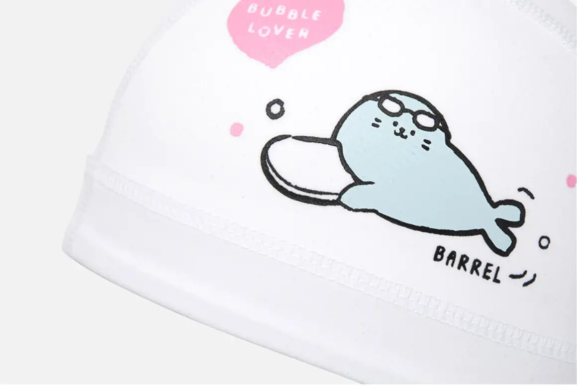 Barrel Bubble Seal Span Swim Cap-WHITE4