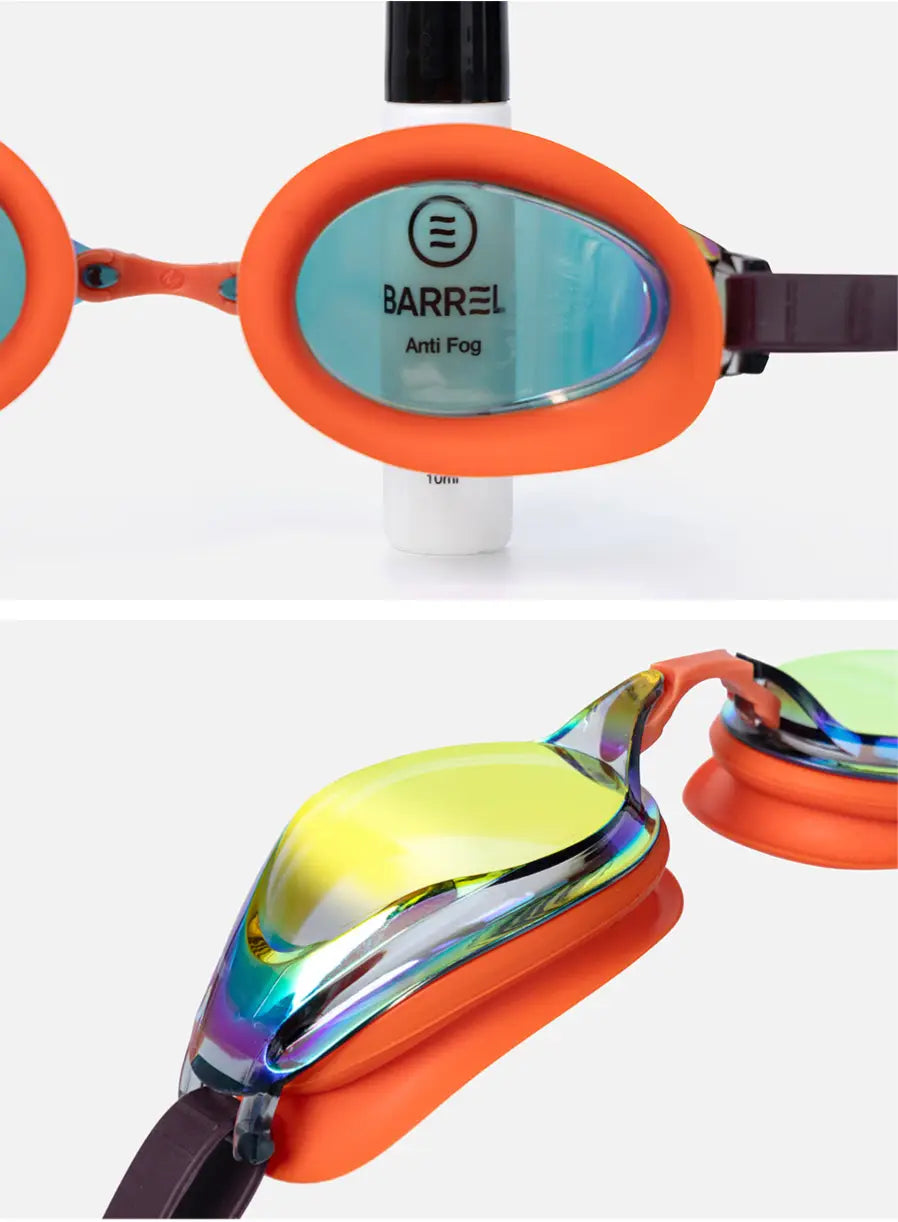 Barrel Comfort Racer Mirror Swim Goggles-ORANGE4
