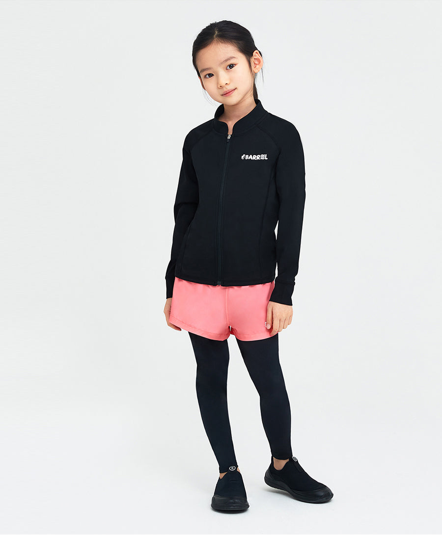 Barrel Kids Essential Zip Up Rash Guard-BLACK_image1