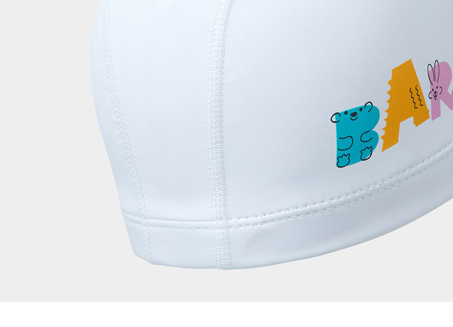 Barrel Kids Animals Silicone Coating Swim Cap-WHITE_image2
