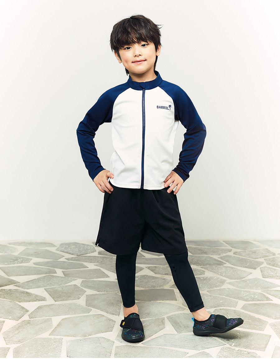 Barrel Kids Colorblock Zip-Up Rashguard-NAVY5