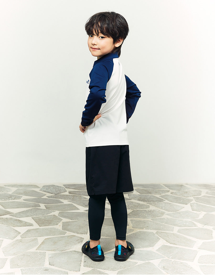 Barrel Kids Colorblock Zip-Up Rashguard-NAVY7