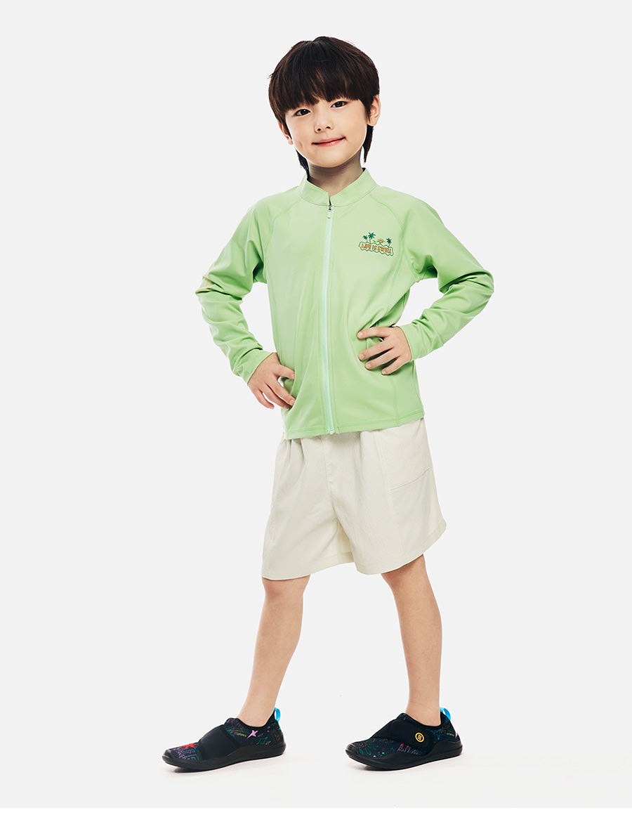 Barrel Kids Essential AW Zip-Up Rashguard-GREEN6