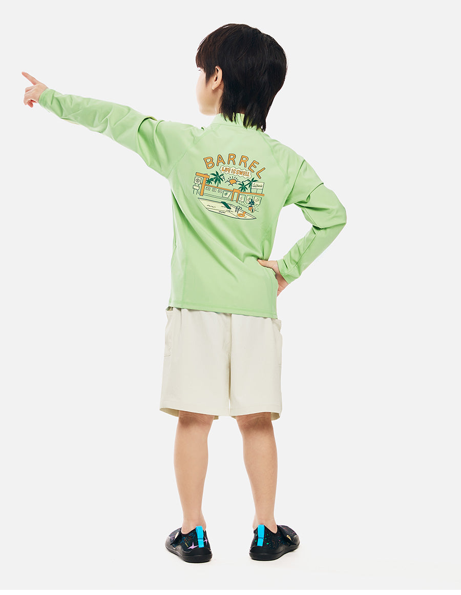 Barrel Kids Essential AW Zip-Up Rashguard-GREEN7