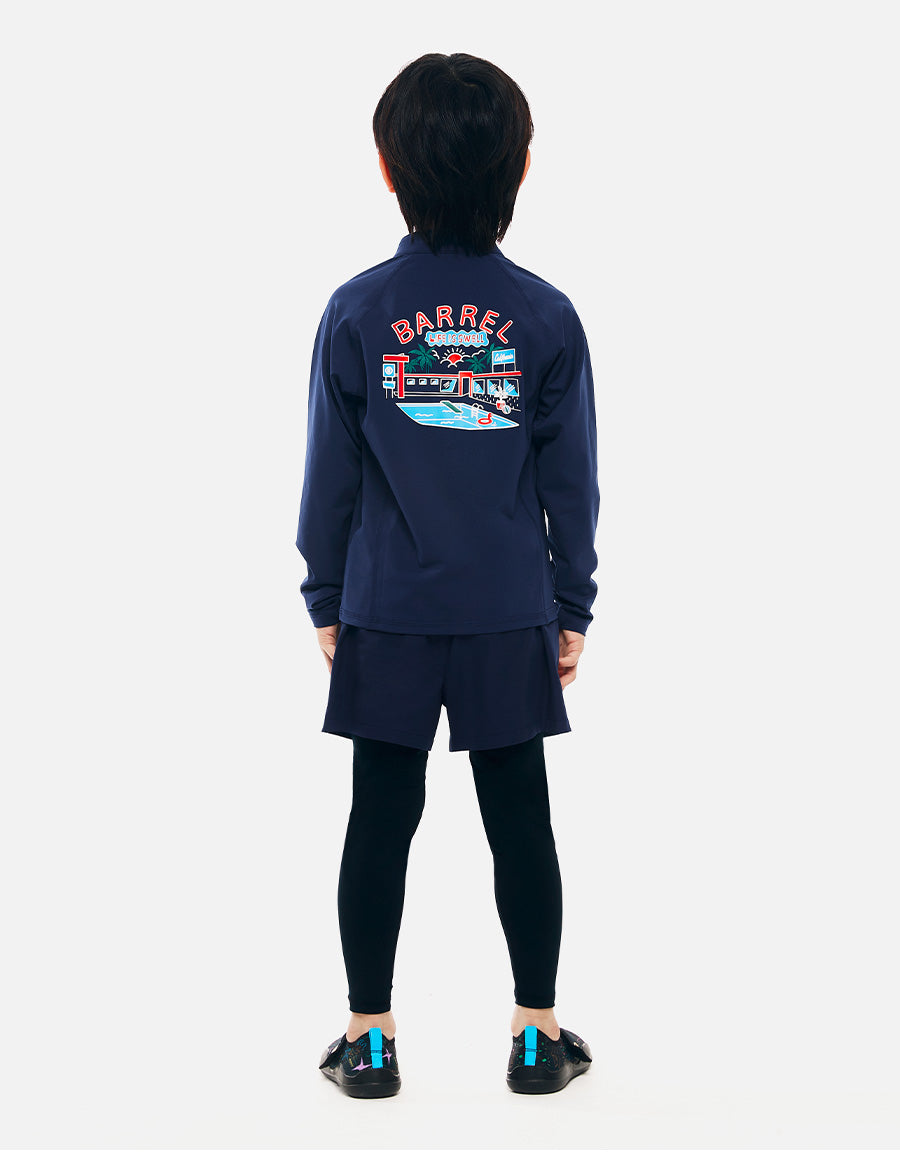 Barrel Kids Essential AW Zip-Up Rashguard-NAVY7