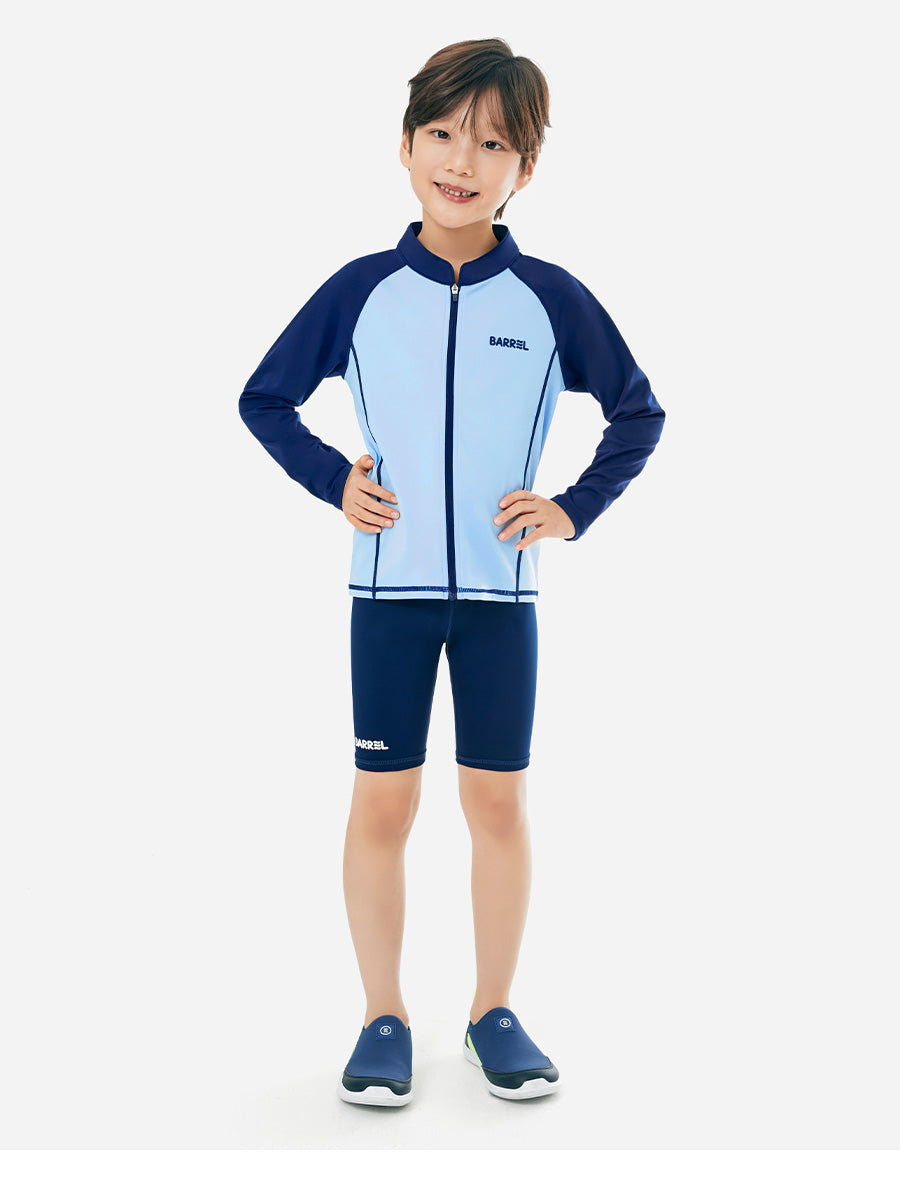 Barrel Kids Essential Zip-Up Rash Guard-AQUA BLUE_image1