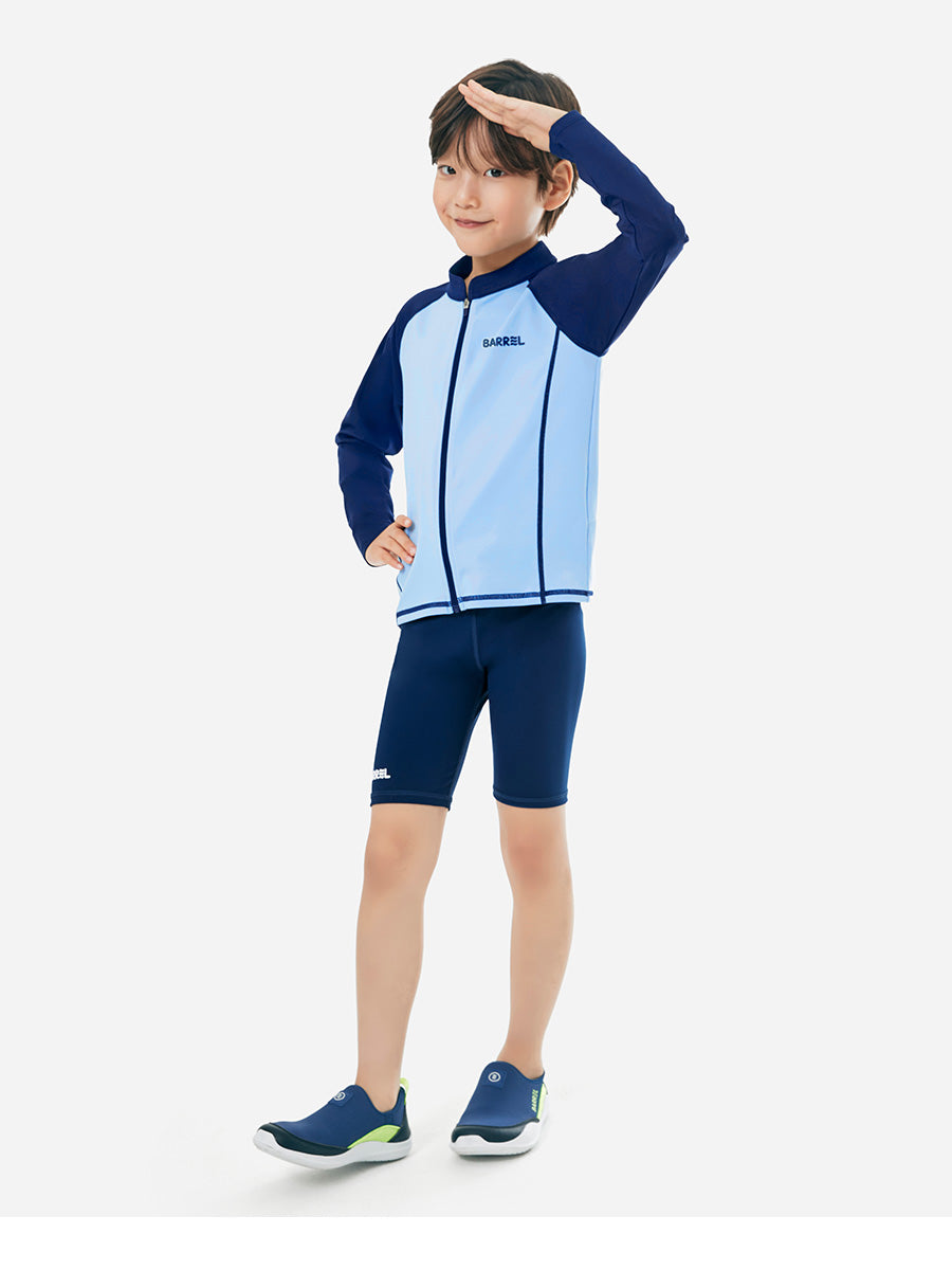 Barrel Kids Essential Zip-Up Rash Guard-AQUA BLUE_image2