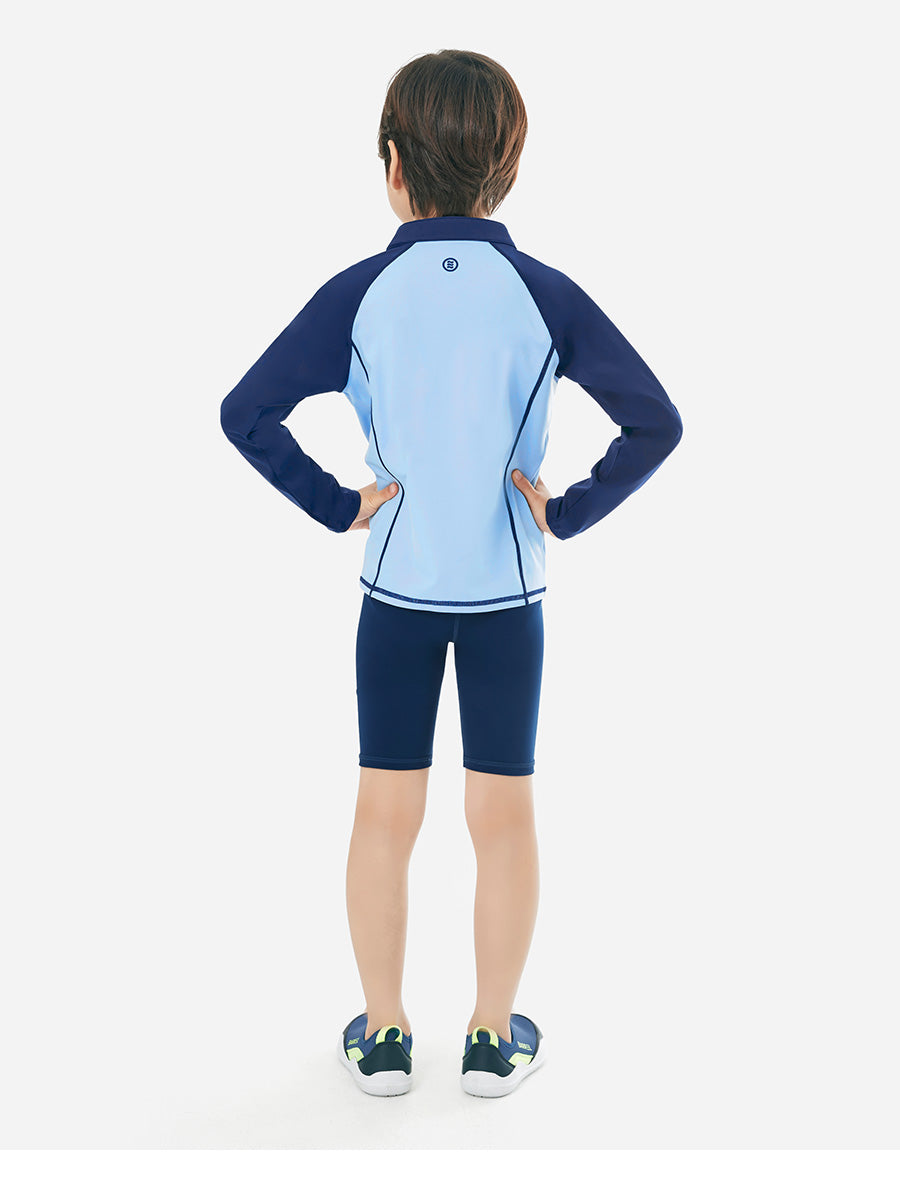 Barrel Kids Essential Zip-Up Rash Guard-AQUA BLUE_image3
