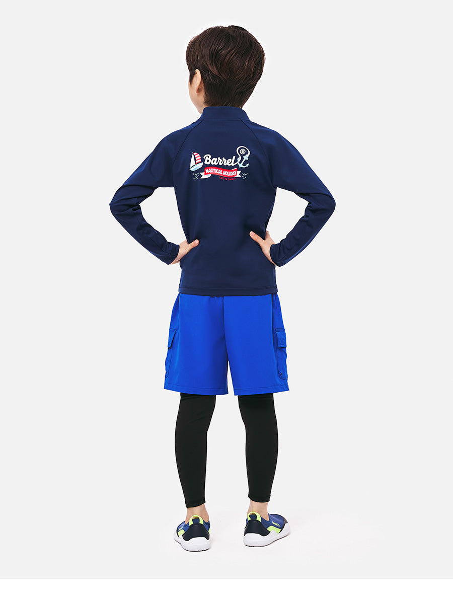 Barrel Kids Nautical Zip-Up Rash Guard-NAVY_image3