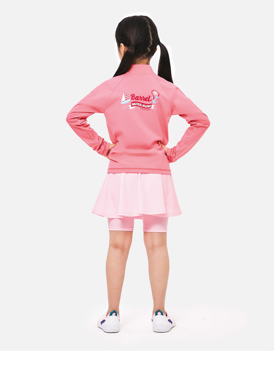 Barrel Kids Nautical Zip-Up Rash Guard-PINK_image3