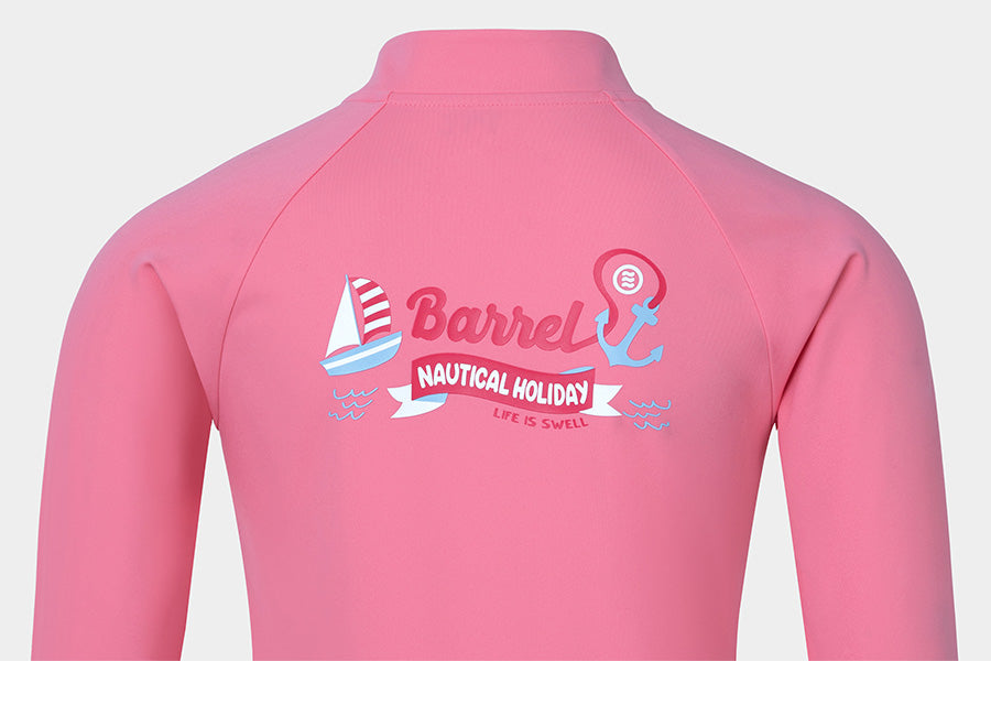 Barrel Kids Nautical Zip-Up Rash Guard-PINK_image6