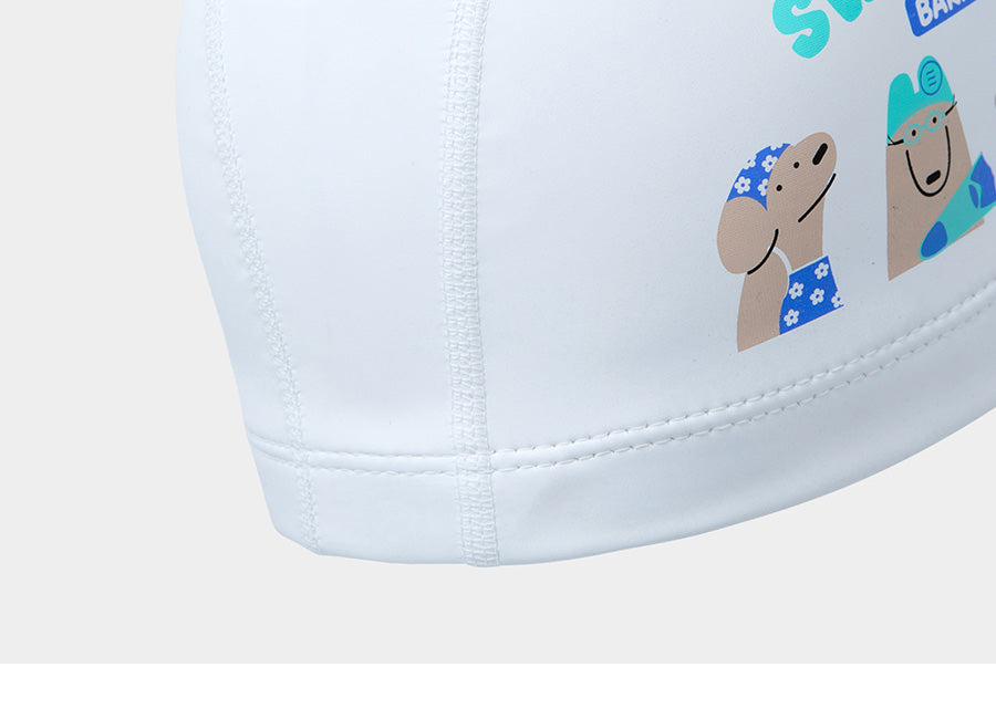 Barrel Kids Puppies Silitex Swim Cap-WHITE_image2