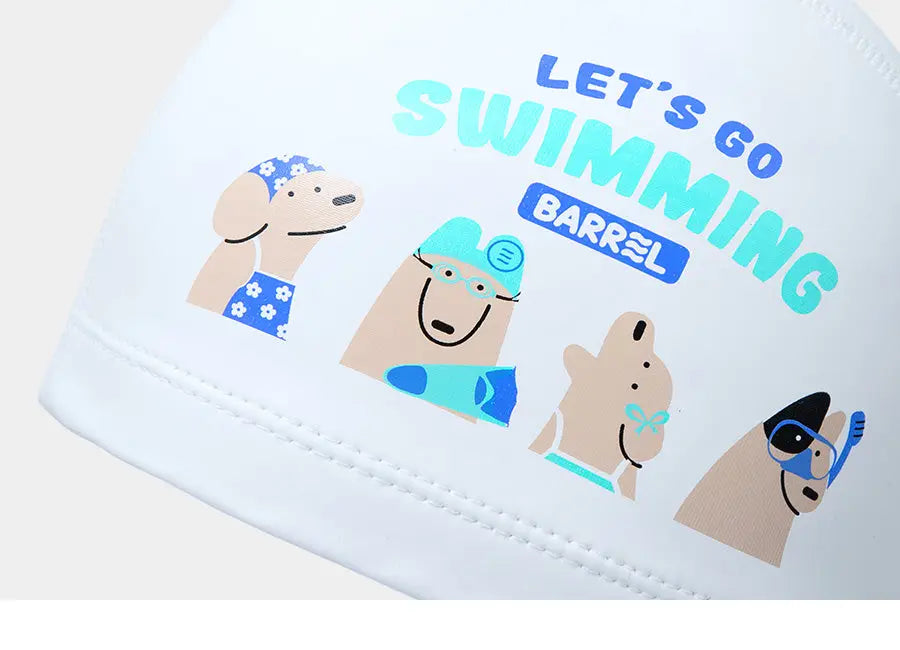 Barrel Kids Puppies Silitex Swim Cap-WHITE_image1