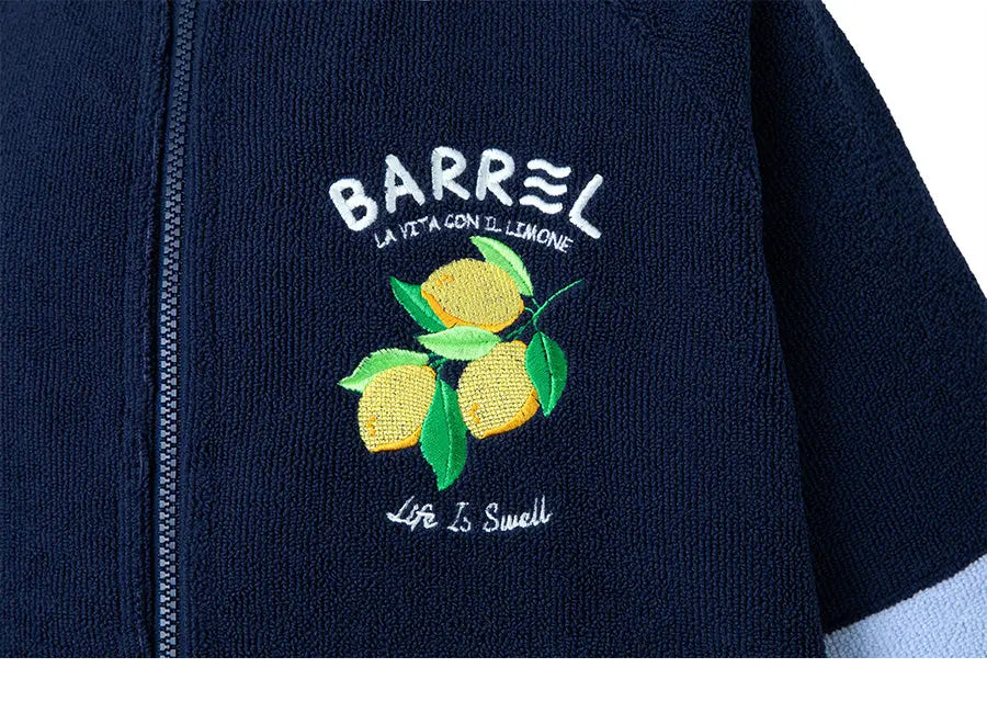 Barrel Kids Solid Zipup Poncho Towel-NAVY4