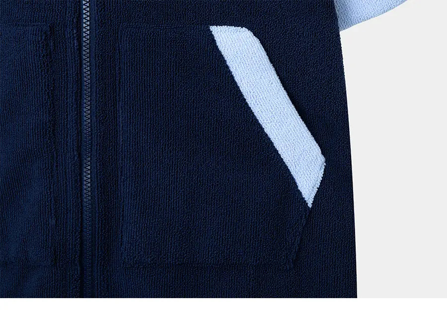 Barrel Kids Solid Zipup Poncho Towel-NAVY5